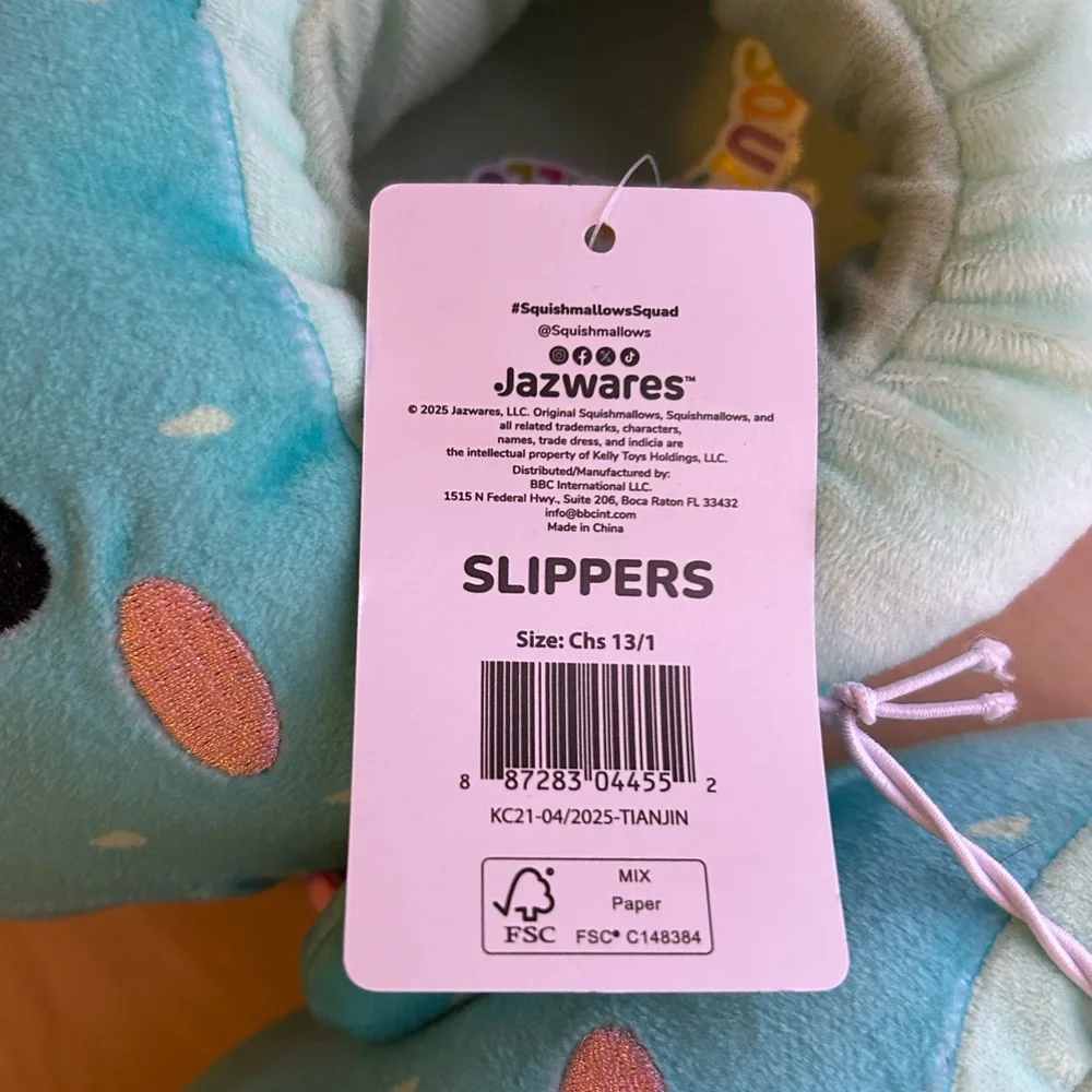 Squishmallow Children’s Slippers - Graciela Cactus, Size 13/1